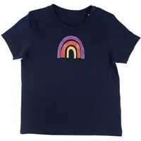 MelaDi Meladi Kinder Baby-Shirt aus Biobaumwolle - Regenbogen auf Navy Blau – Produktbild 1 von 1