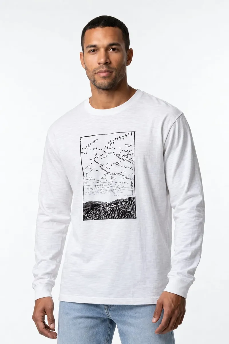 KOMODO KOMODO Herren vegan T-Shirt Migration In Off-White, Weiß, – Produktbild 2 von 2