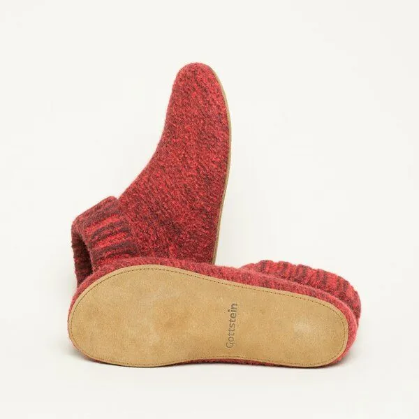 Gottstein Gottstein Hüttenschuh Knit Boot aus 100% Schurwolle - Filz-Hausschuh made in Tirol, Rot, – Produktbild 4 von 4