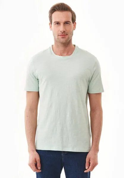ORGANICATION ORGANICATION Basic T-Shirt aus Bio-Baumwolle, Grün(aqua green), – Produktbild 1 von 4
