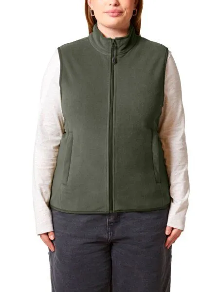YTWOO YTWOO Damen ärmellose Fleecejacke enganliegend aus 100% recyceltem Polyester, Khaki, – Produktbild 1 von 4