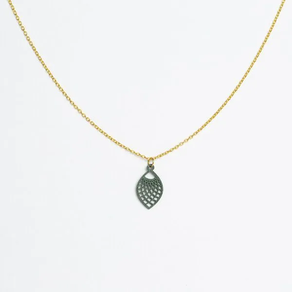 feinformart feinformart Kette mit Holzanhänger 'Leaf', Moosgrün (grün), – Produktbild 2 von 4
