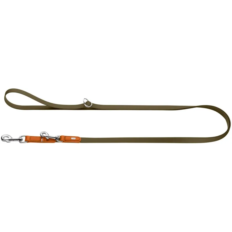 Dog Sport Dog Sport HUNTER stufenlos verstellbare Hundeführleine wolmar biothane x leder khaki 1,6 cm, Khaki, – Produktbild 1 von 2