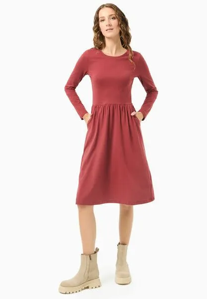 ORGANICATION ORGANICATION Langarm-Jerseykleid aus Bio-Baumwolle, Merlot, – Produktbild 1 von 4