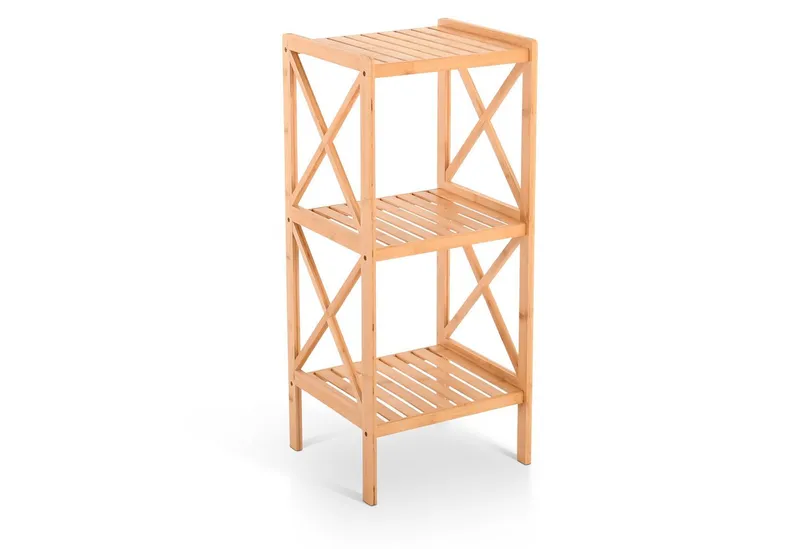 Raburg Standregal Badregal, Bambus, Keda, 3 Böden, für Bad, Küche oder Wohnraum, mit Kreuzrahmen, Beige, – Produktbild 1 von 4