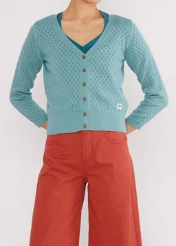 blutsgeschwister Blutsgeschwister Lochstrick Cardigan Sweet Petite - Traditional Teal Knit – Produktbild 1 von 1