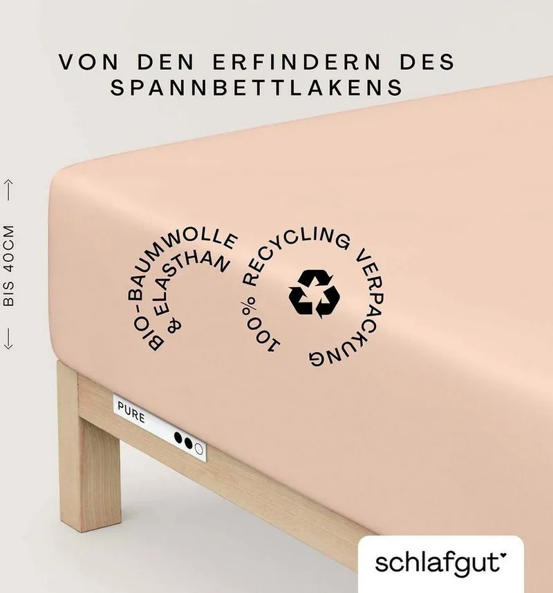Schlafgut Schlafgut Spannbettlaken PURE BOXSPRING Bio-Baumwolle mit Elasthan, 170 g/m², Bettlaken, Jersey-Elasthan, Gummizug: rundum, (1 Stück), PREMIUM Boxspringbett Laken bis 40 cm Höhe, dehnbar blickdicht, straff, Rosa, – Produktbild 2 von 5