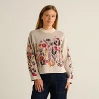 Dedicated DEDICATED Pullover aus Bio-Baumwolle - Limhamn Folk Flower, Vanilla (white), – Produktbild 1 von 1