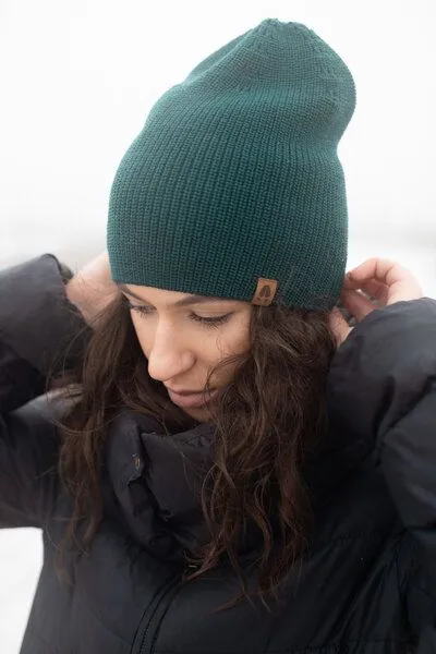 Kopyto Kopyto DEER - Mütze 100% RWS Merinowolle Mulesingfrei, leichte Beanie ohne Umschlag, Unisex, Flaschengrün, – Produktbild 4 von 4