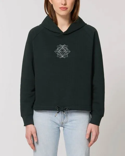 Human Family Human Family Kurzer Bio Damen Hoodie "Invent - Polygon", Schwarz, – Produktbild 1 von 4