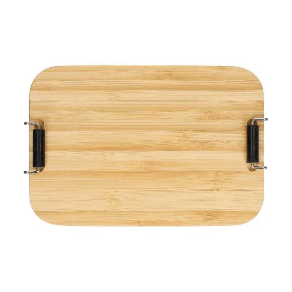 elasto elasto Vorratsdose 'Bamboo' klein - Aluminium Brotdose inkl. Schneidebrett, Schwarz, – Produktbild 3 von 4