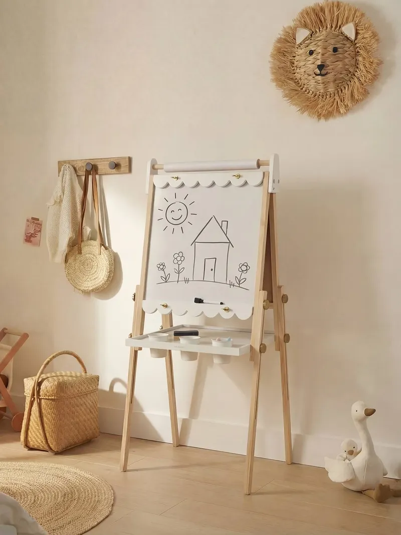 Vertbaudet 3-in-1 Tafel mit Mal-Zubehör Holz FSC®, Weiß, – Produktbild 2 von 3