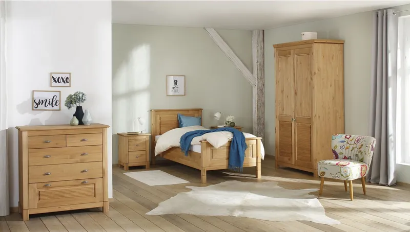 OTTO home Schubkastenkommode Rauna, aus massiver Kiefer mit 5 Schubladen, Breite 96 cm, Beige, – Produktbild 3 von 4