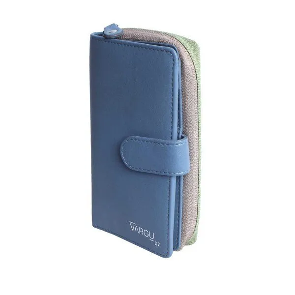 Vargu Vargu Echtleder Geldbörse SABA 1-A, Sky blue - sage green, – Produktbild 1 von 4