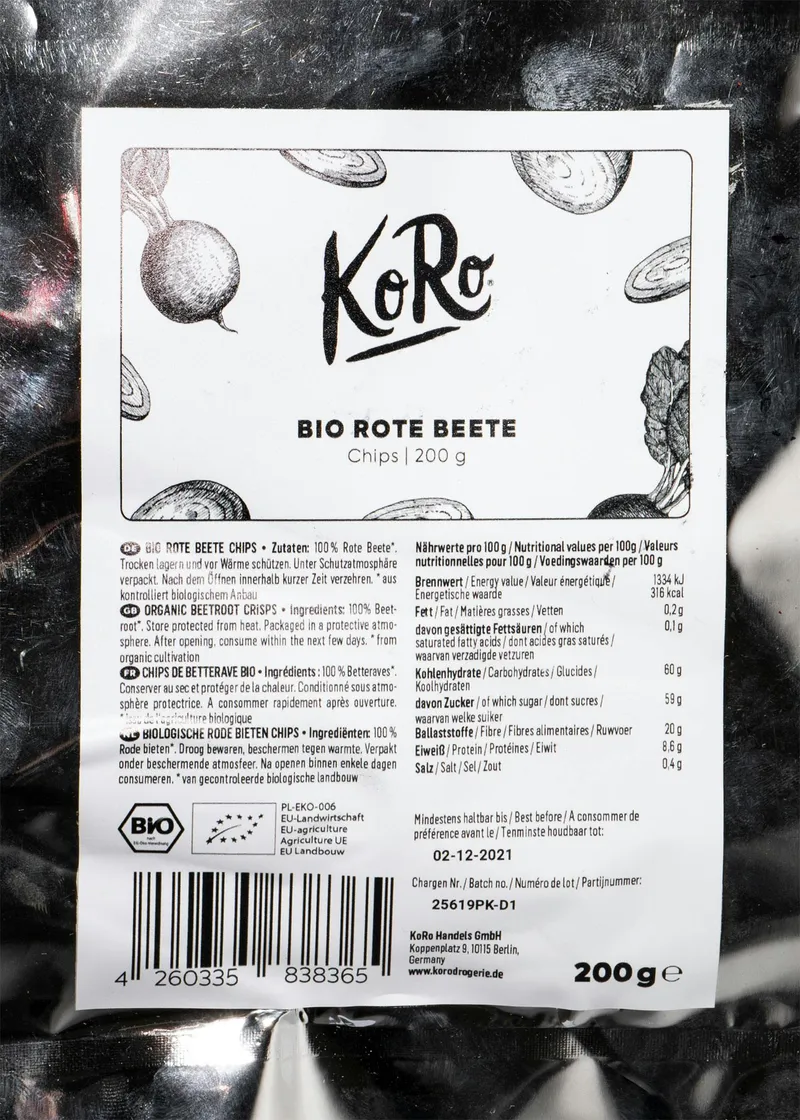 KoRo Bio Rote Bete Chips 200 g – Produktbild 3 von 5