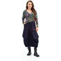 KOKOworld Rock Box – Maxirock im kastenförmigen Schnitt – Gummibund in der Taille und am Saum – Taschen – 100% in der EU fair produziert – KOKOworld, Navy memola, – Produktbild 1 von 1