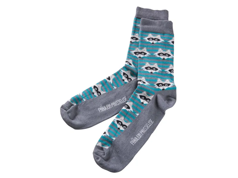 Fräulein Prusselise Damen Socken Bio-Baumwolle Waschbär petrol Gr.39/42, Mehrfarbig, – Produktbild 1 von 1