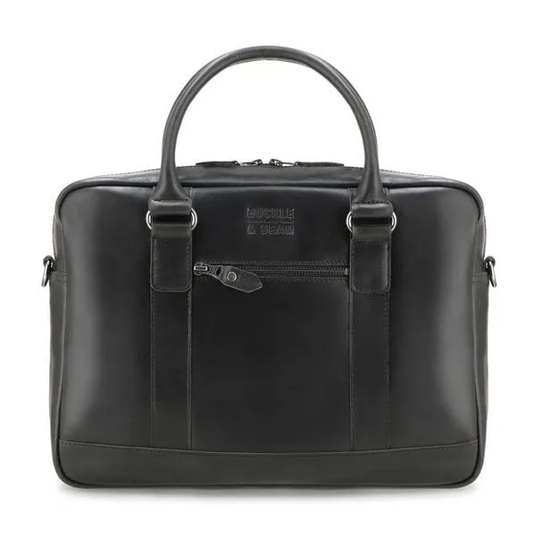 Buckle & Seam Buckle & Seam Leder Business Briefcase Everett, Schwarz (innenfutter dots), – Produktbild 1 von 3