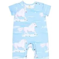 Walkiddy Baby Kurzarm-Strampler GOTS zertifiziert – Bio-Baumwolle, Hellblau mit Pferdemotiv, weich & bequem, alltagstauglich | Walkiddy – Produktbild 1 von 1