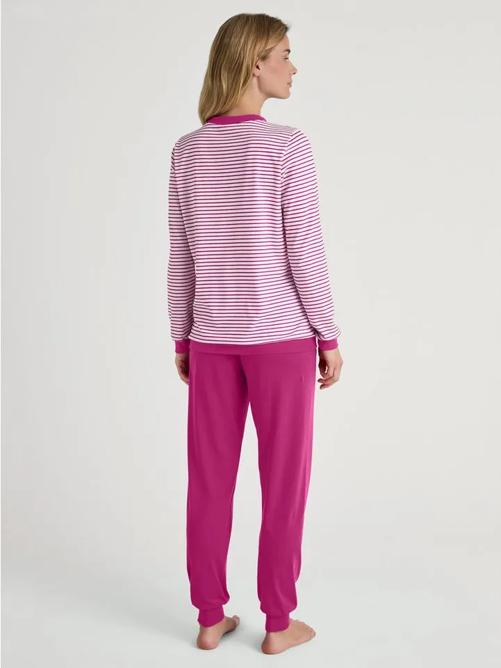 CALIDA CALIDA Schlafanzug (2 tlg) Single-Jersey Qualität, Langarm, Rundhalsausschnitt, Rot, – Produktbild 3 von 4