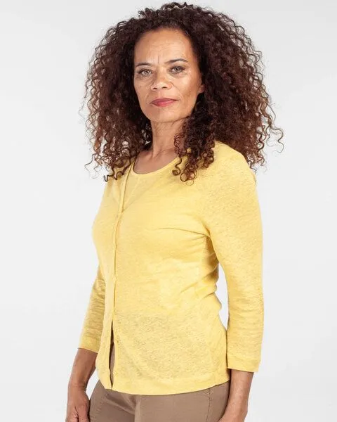 Alma & Lovis Alma & Lovis Kurzjacke aus Leinen | Linen Jacket, Bright gold (gelb), – Produktbild 3 von 4