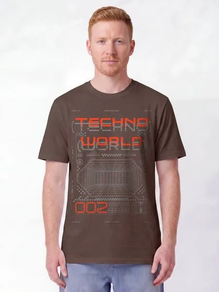 watapparel watapparel T-Shirt Unisex Technoworld, Mocha, – Produktbild 2 von 2