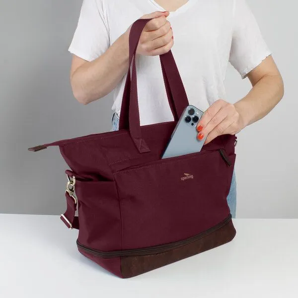 Sperling Sperling Erweiterbarer Shopper "Divided" aus recyceltem PET, vegan, Robin chocolate (rot), – Produktbild 3 von 4