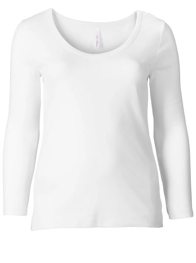 sheego Langarmshirt weiß, Weiß, – Produktbild 1 von 2