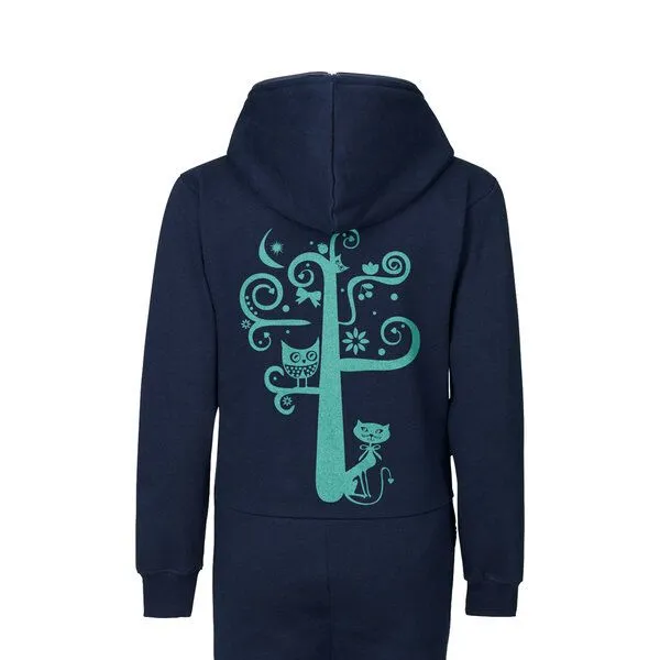 HANDGEDRUCKT HANDGEDRUCKT "Nighttimetree" KInder Jumpsuit, Navyblue, – Produktbild 3 von 3