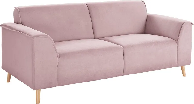Home affaire 2,5-Sitzer Janek Scandic Design, elegant und zeitlos, mit Federkern und Keder in scandinavischem Design, Rosa, – Produktbild 3 von 5