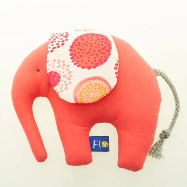 Flosinn Flosinn Knistertier Baby Kleiner Elefant Bio-Greifling, Rosa rot orange, – Produktbild 3 von 4