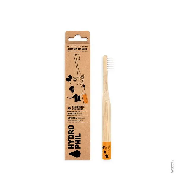 Hydrophil Hydrophil Kinder Maus Zahnbürste aus Bambus | extra weich, Orange, – Produktbild 3 von 6