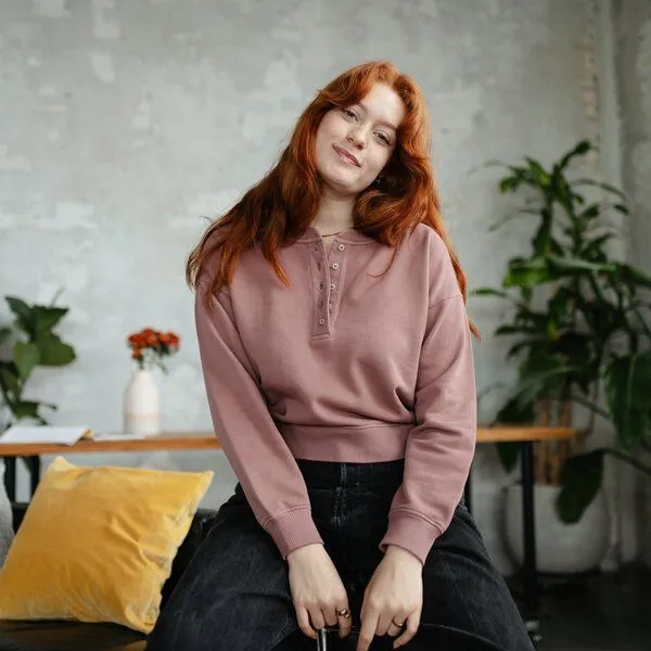 NORDLICHT NORDLICHT Henley Sweater Vanja aus 100% Bio-Baumwolle, Lila, – Produktbild 4 von 4