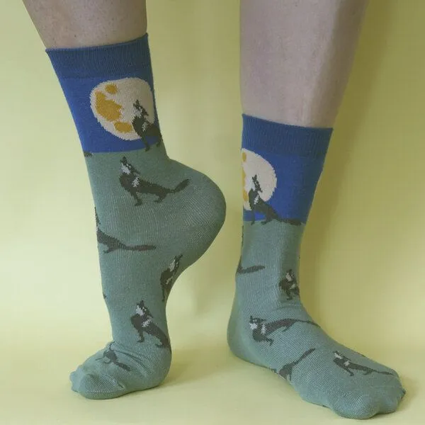 Fräulein Prusselise Fräulein Prusselise Wolfs Mond Socken, Story, blau, grün, bunt gemustert, Bunt, – Produktbild 1 von 2