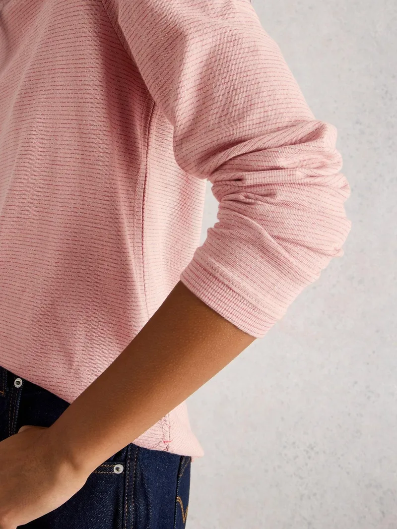 White Stuff Langarmshirt Clara mit Glitzer - 52, Dunkles rosa, – Produktbild 3 von 4