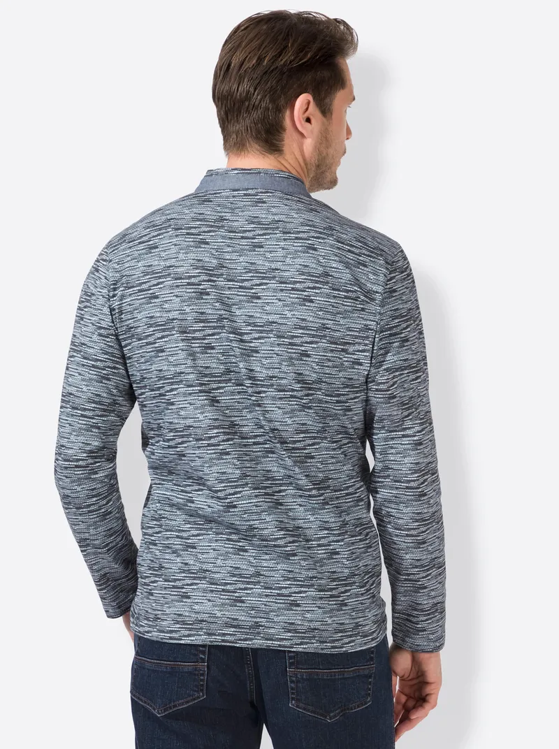 marco donati Langarm-Shirt blau-gemustert, Blau-gemustert, – Produktbild 1 von 2