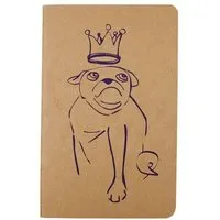 HANDGEDRUCKT HANDGEDRUCKT "Mops" Notizhefte ca. DIN A6, Natur/ druckfarbe: violett, – Produktbild 1 von 1