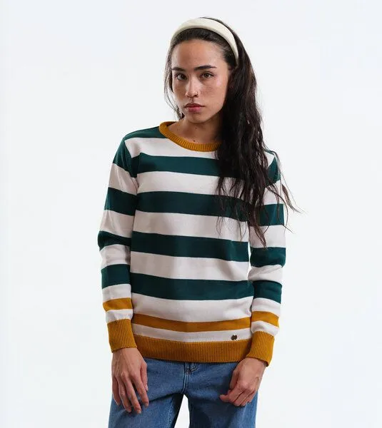 Gary Mash GARY MASH Strickpullover Anoka aus Biobaumwolle, Blockstreifen (grün), – Produktbild 1 von 4