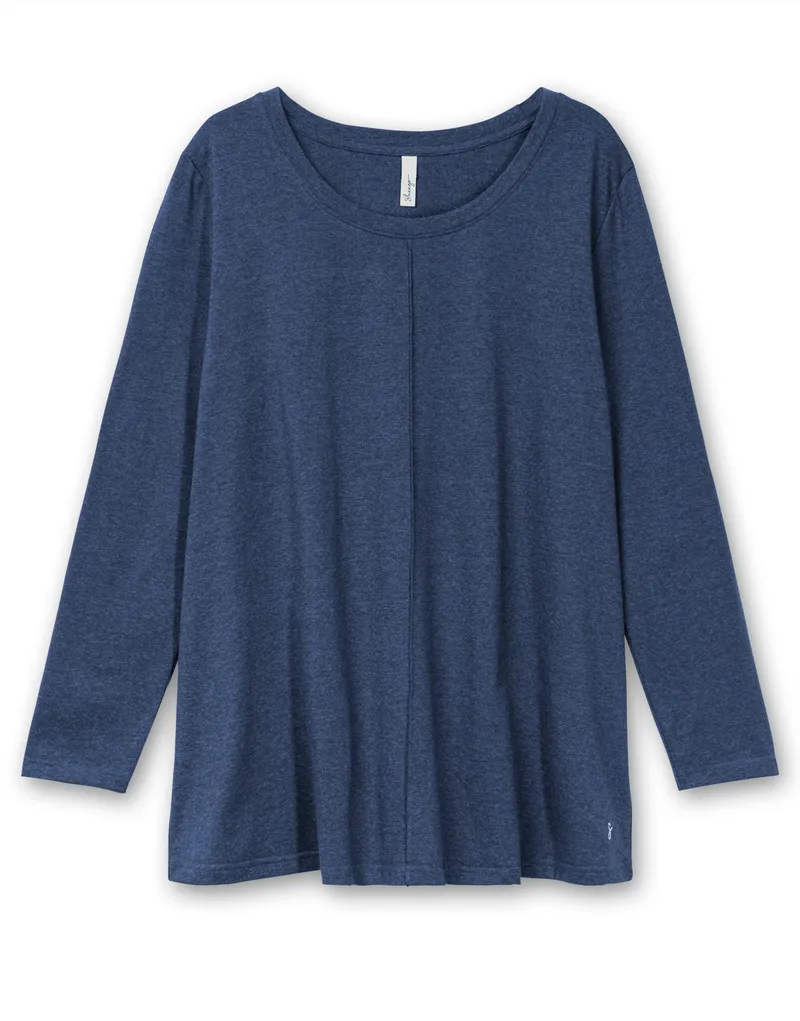 sheego Langarmshirt nachtblau-meliert, Nachtblau-meliert, – Produktbild 1 von 2