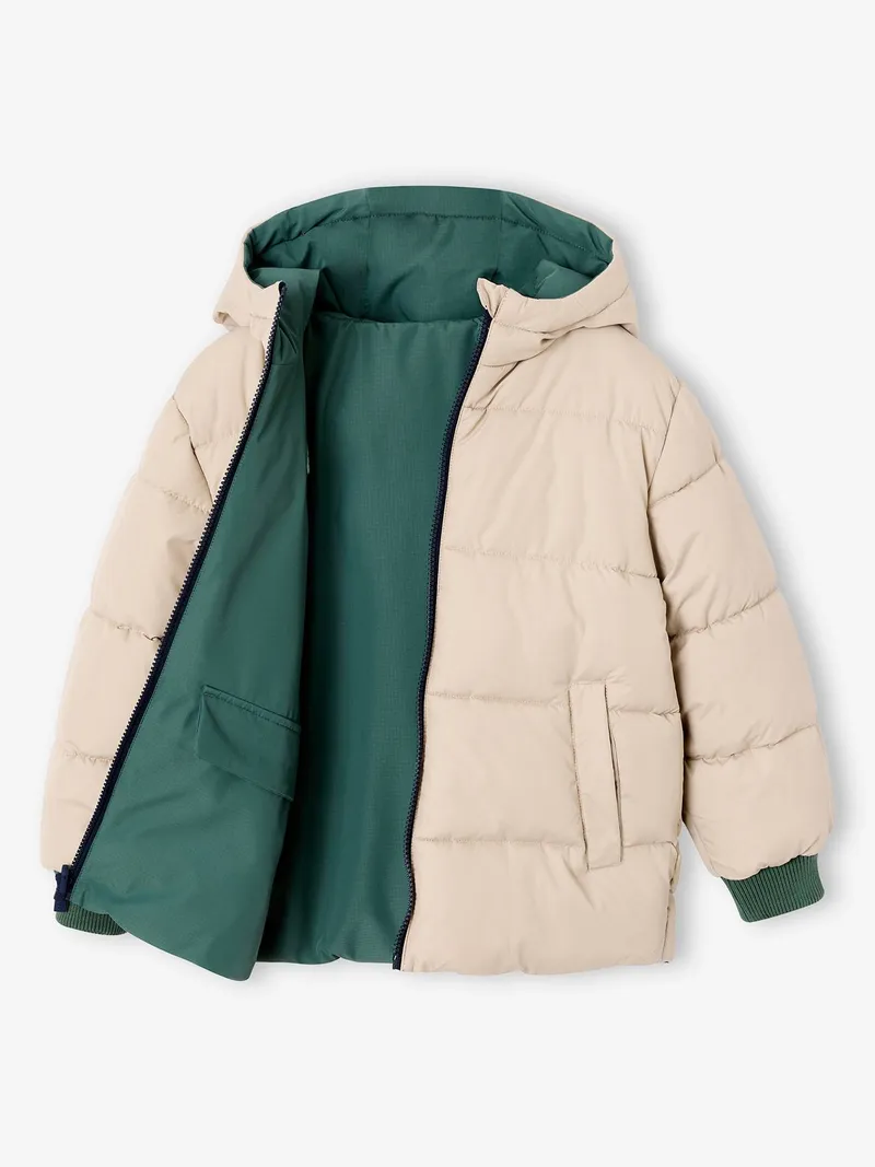 Vertbaudet Wendbare Jungen Jacke mit Kapuze und Polyester salbei, Salbeigrün, – Produktbild 4 von 4