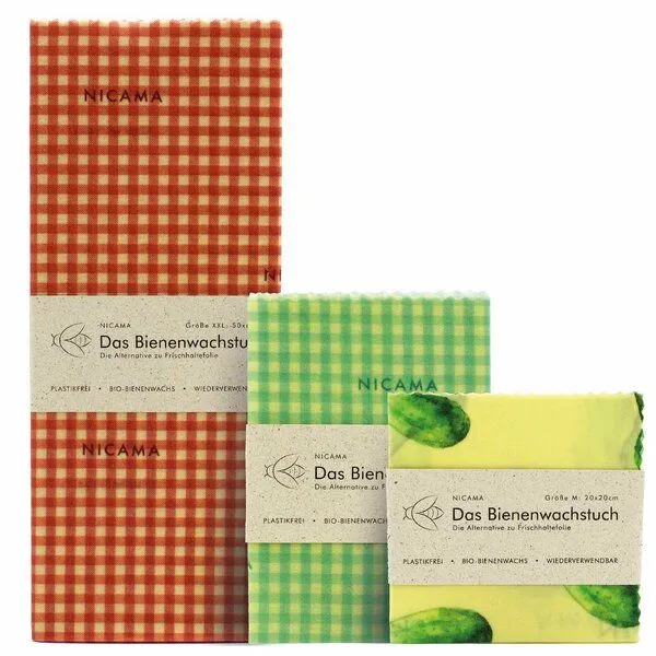 NICAMA NICAMA Bienenwachstücher 3er Set (M + L + XXL), Set 2, – Produktbild 1 von 4