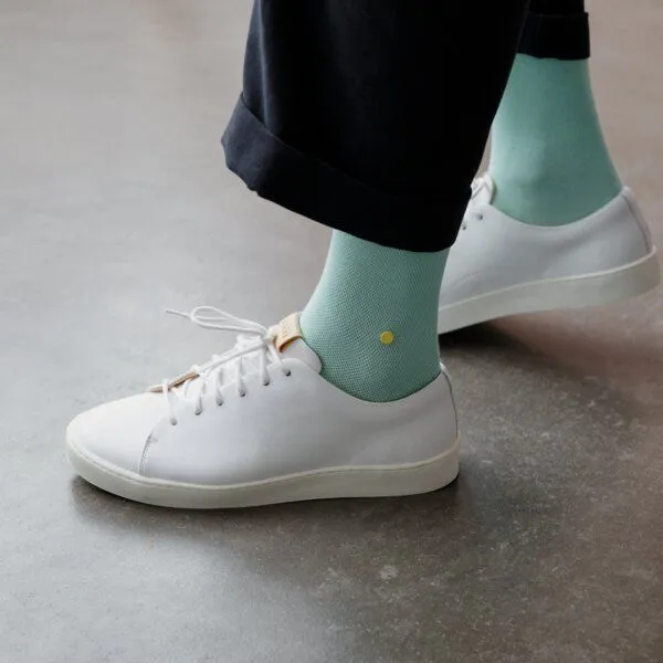 wysf. | what you stand for. wysf. | what you stand for. Socken, Piqué Strick mit Knopf, Bio-Baumwoll-Mix, Grün (mintgrün), – Produktbild 3 von 4
