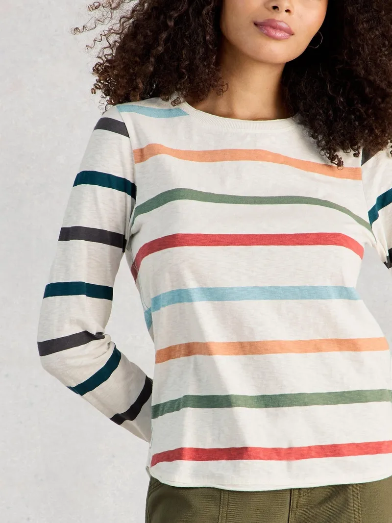 White Stuff Gestreiftes Langarmshirt Clara - 34, Elfenbein multi, – Produktbild 3 von 4