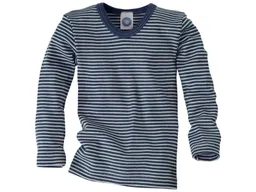 Cosilana Cosilana Kinder Unterhemd Langarm Wolle Seide blau-geringelt Gr.92 – Produktbild 1 von 1