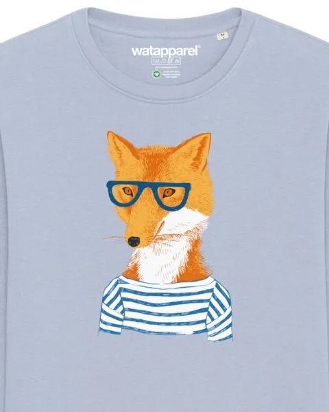 watapparel watapparel Sweatshirt Unisex Fuchs, Serene blue, – Produktbild 3 von 4