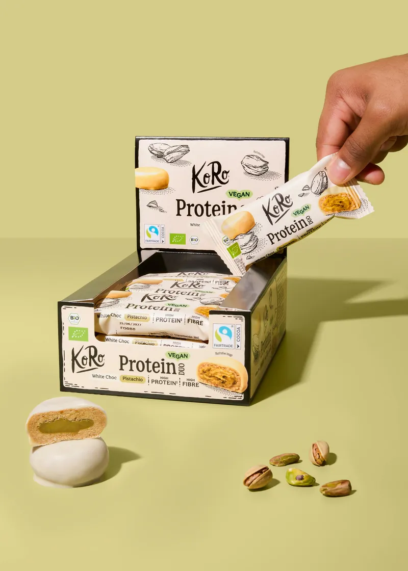 KoRo Bio Protein Duo White Choc Pistachio 12 x 2 x 20 g – Produktbild 3 von 5