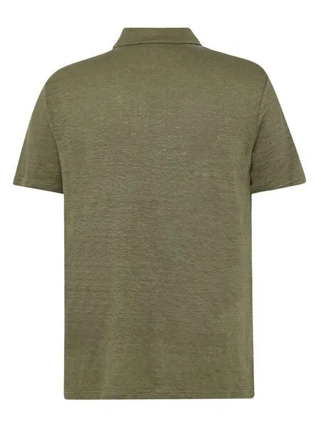 KnowledgeCotton Apparel KnowledgeCotton Apparel Poloshirt Regular aus Bio-Leinen, Grün (burned-olive), – Produktbild 3 von 4