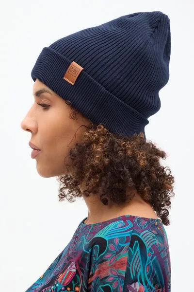 KOKOworld Mütze Peak Knit – Fairtrade Cotton – Klassische Beanie – Warm – Unisex – KOKOworld, Navy (marine), – Produktbild 3 von 3