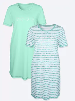 wäschepur Sleepshirts mint + mint-gestreift – Produktbild 1 von 1