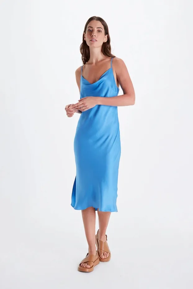 Neu Nomads Neu Nomads Damen vegan Kleid Cowl Neck Azure, Blau, – Produktbild 2 von 2